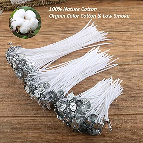 MILIVIXAY 300pcs Cotton Candle Wicks Kit with Stickers and Holders