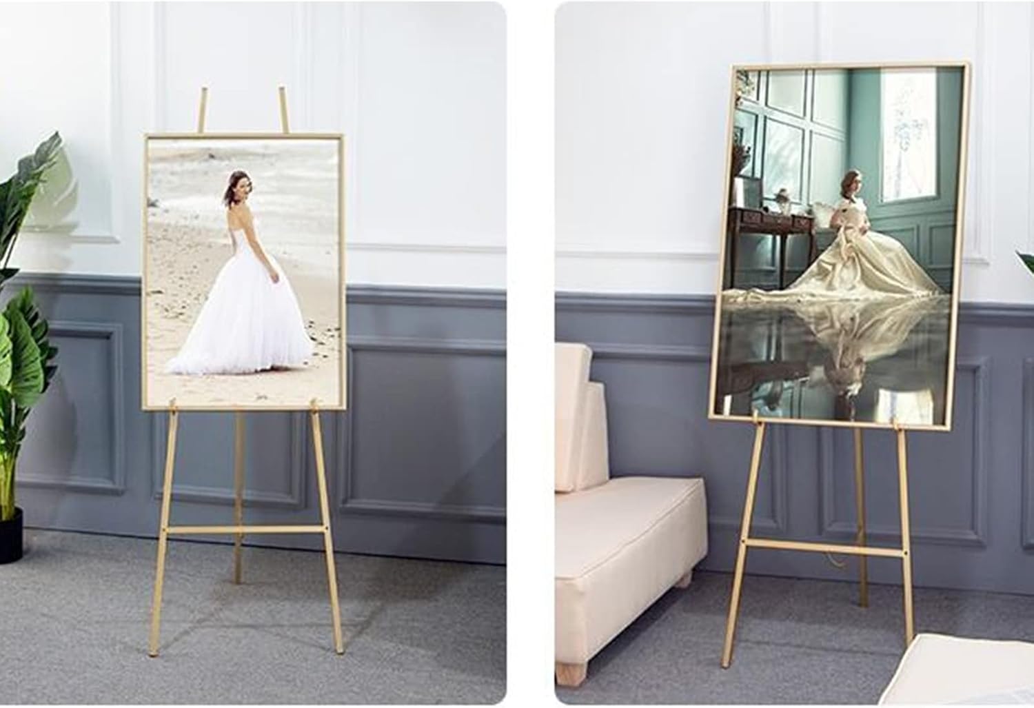 Adjustable Gold Folding Easel Stand 148cm Tall