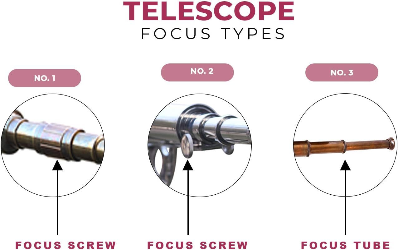 Antique Brass Tube Telescope with Brown Wood Tripod