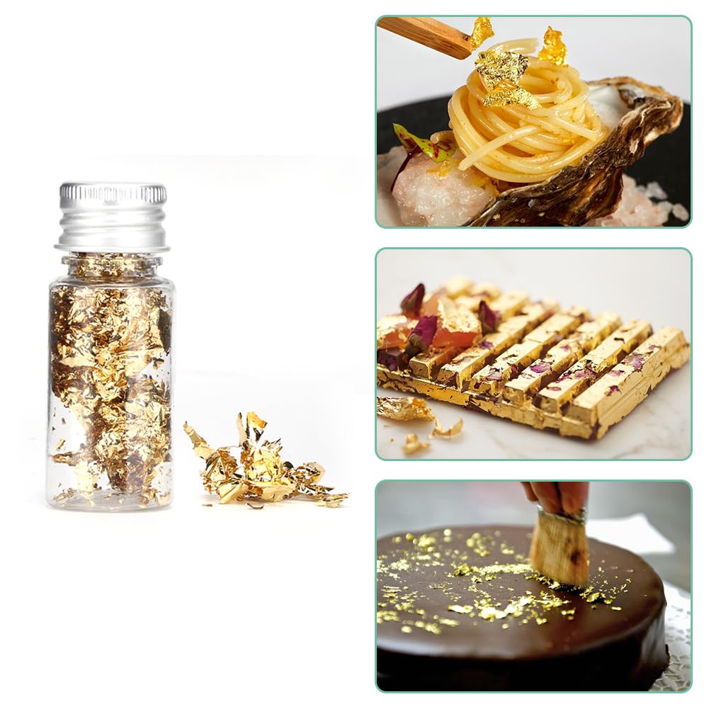 Lwuey Gold Leaf Cake Decor 2PCS Sparkling Flakes