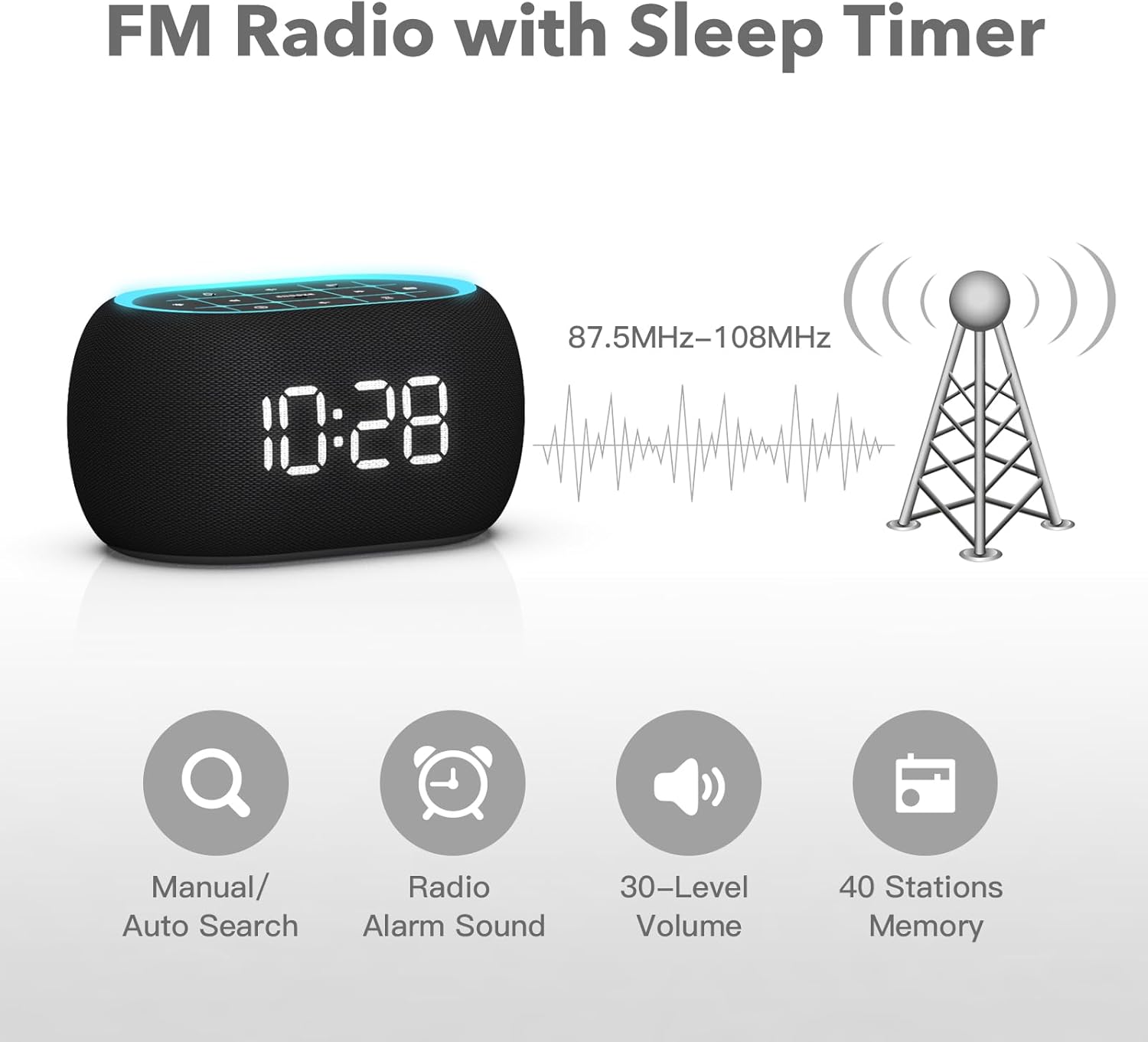 ANJANK Alarm Clock with FM Radio and Bluetooth Speaker