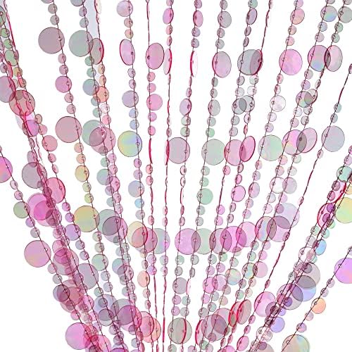 FlavorThings 3FTx6FT Pink Iridescent Beaded Curtain