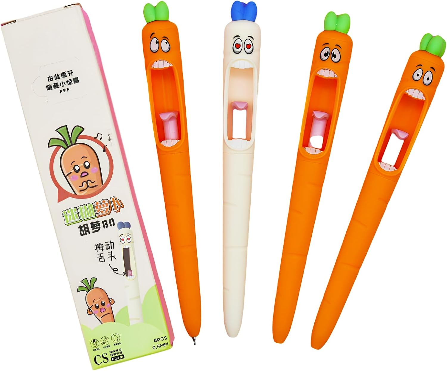 Maydahui 8 Pcs Funny Screaming Carrot Gel Pens