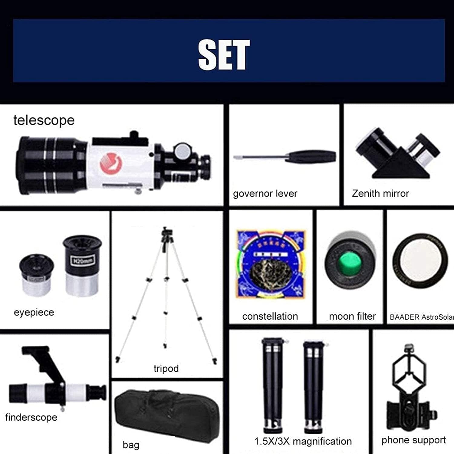 Telescope With Adjustable Tripod And Phone Holder For Beginner Astronomy