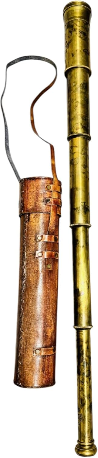 32 Inches Solid Brass Telescope with Antique Leather Cover