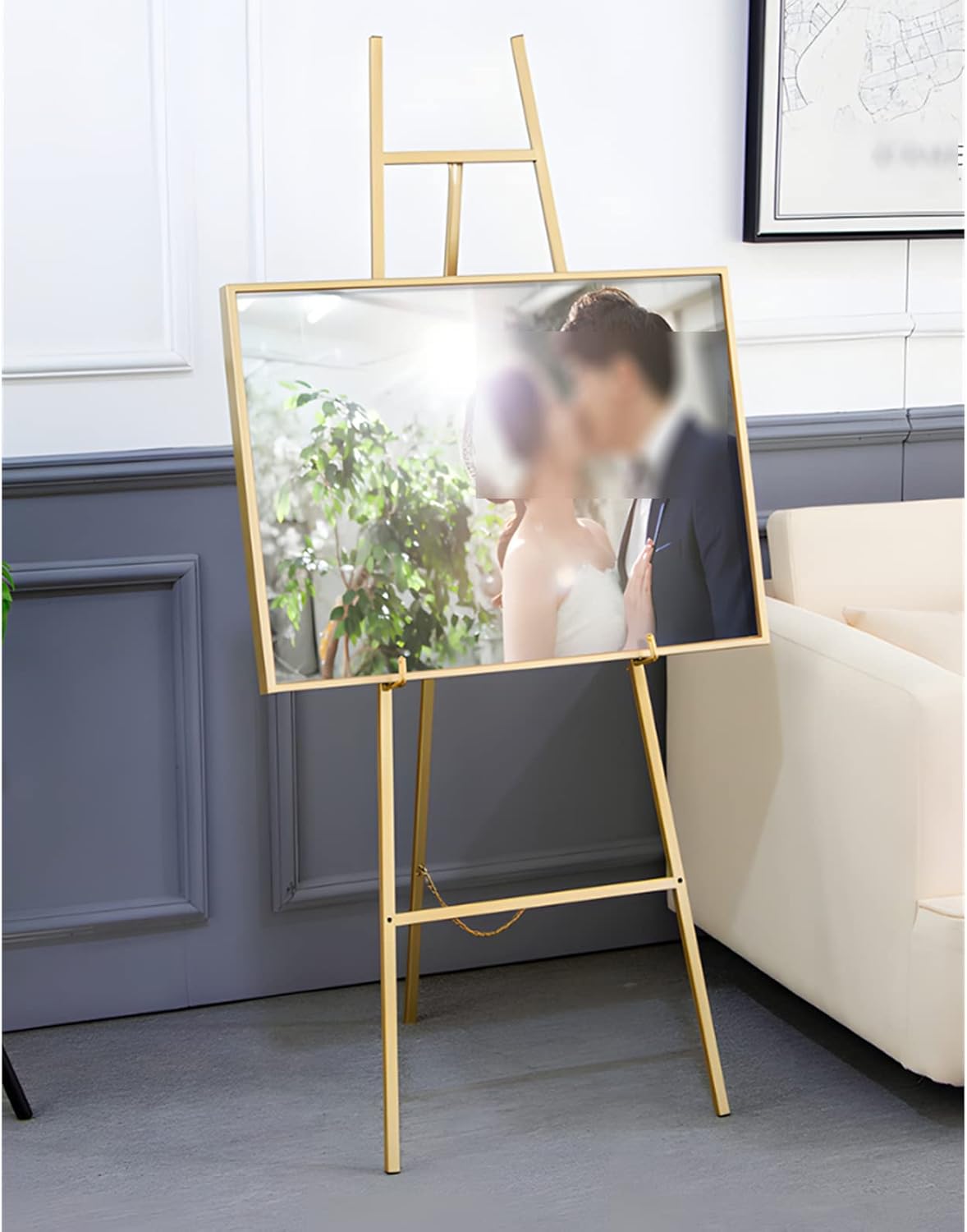 Adjustable Gold Folding Easel Stand 148cm Tall