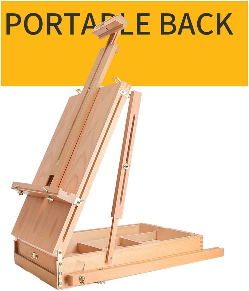 Red Medium Painting Stand Easel with Drawer