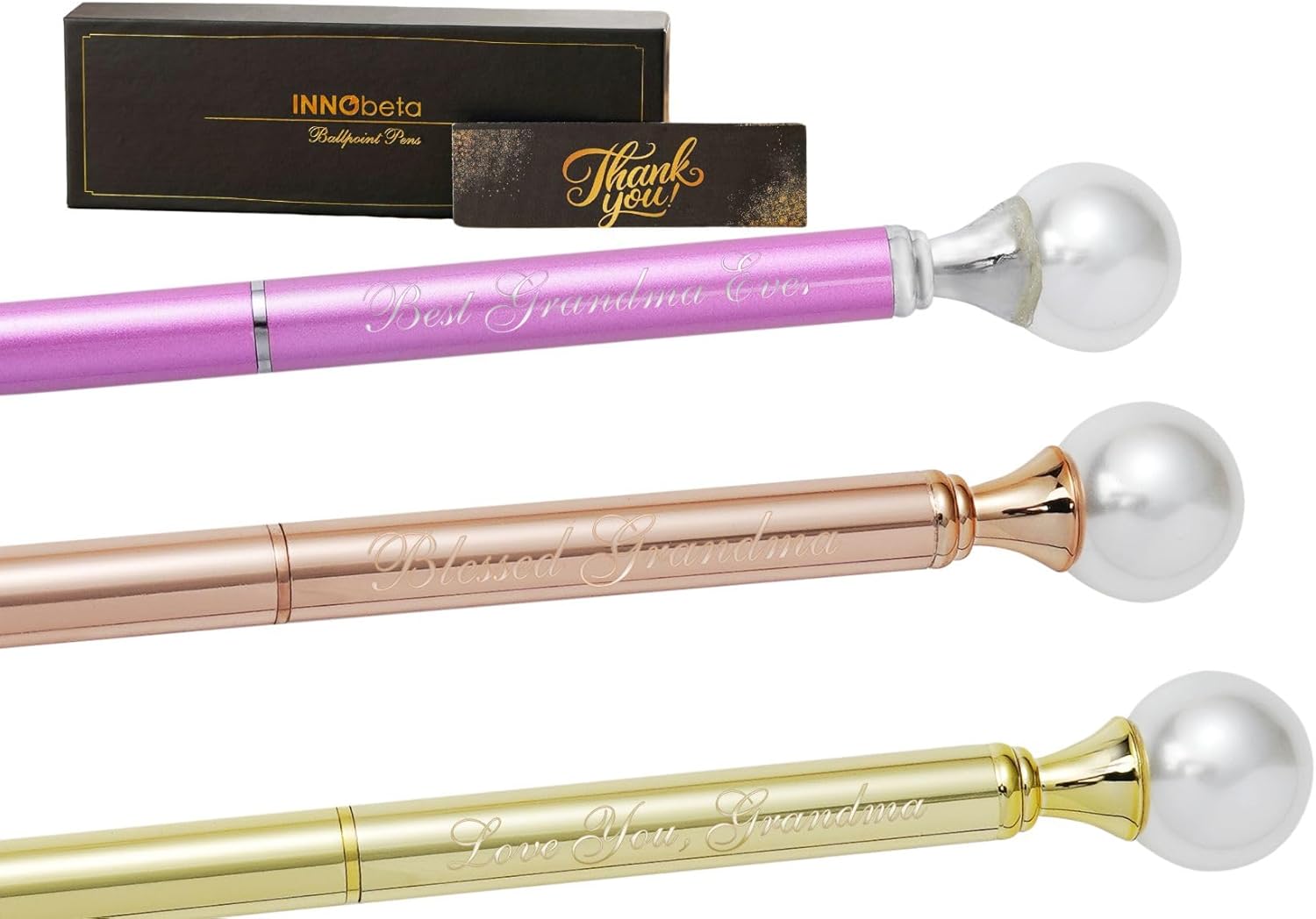 Innobeta Pearl Decorated Metal Pens Set of 3