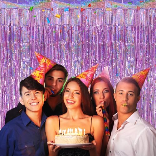 3 Pack Tinsel Foil Curtain Backdrop for Parties