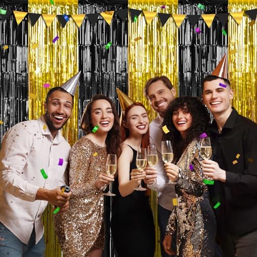 Zachely 6 Pack Graduation Foil Fringe Curtain Backdrop Decorations