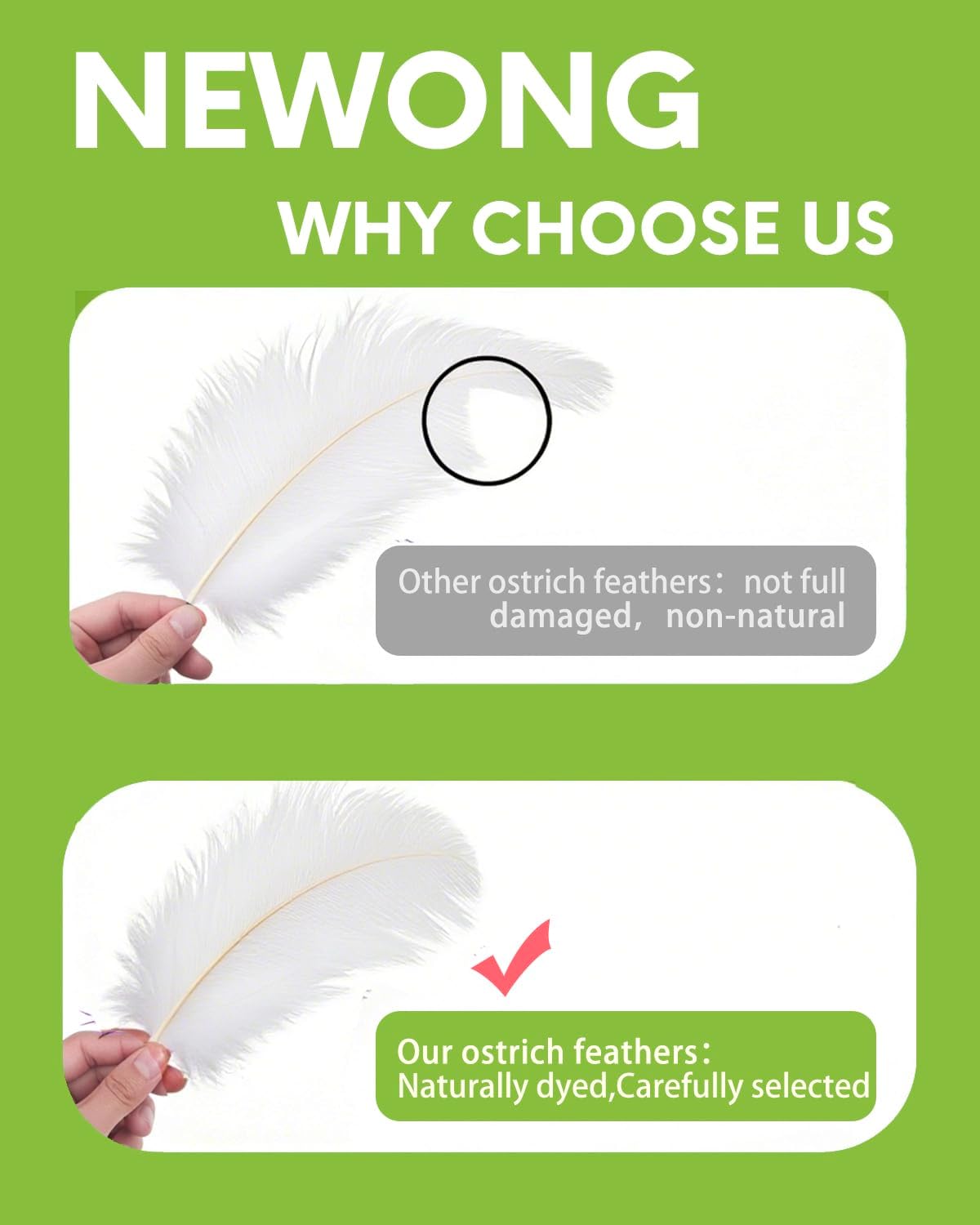 NEWONG 30pcs White Ostrich Feathers for Crafts and Decor