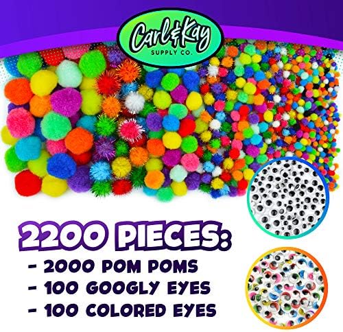 2200 Pieces Assorted Pom Poms with Googly Eyes