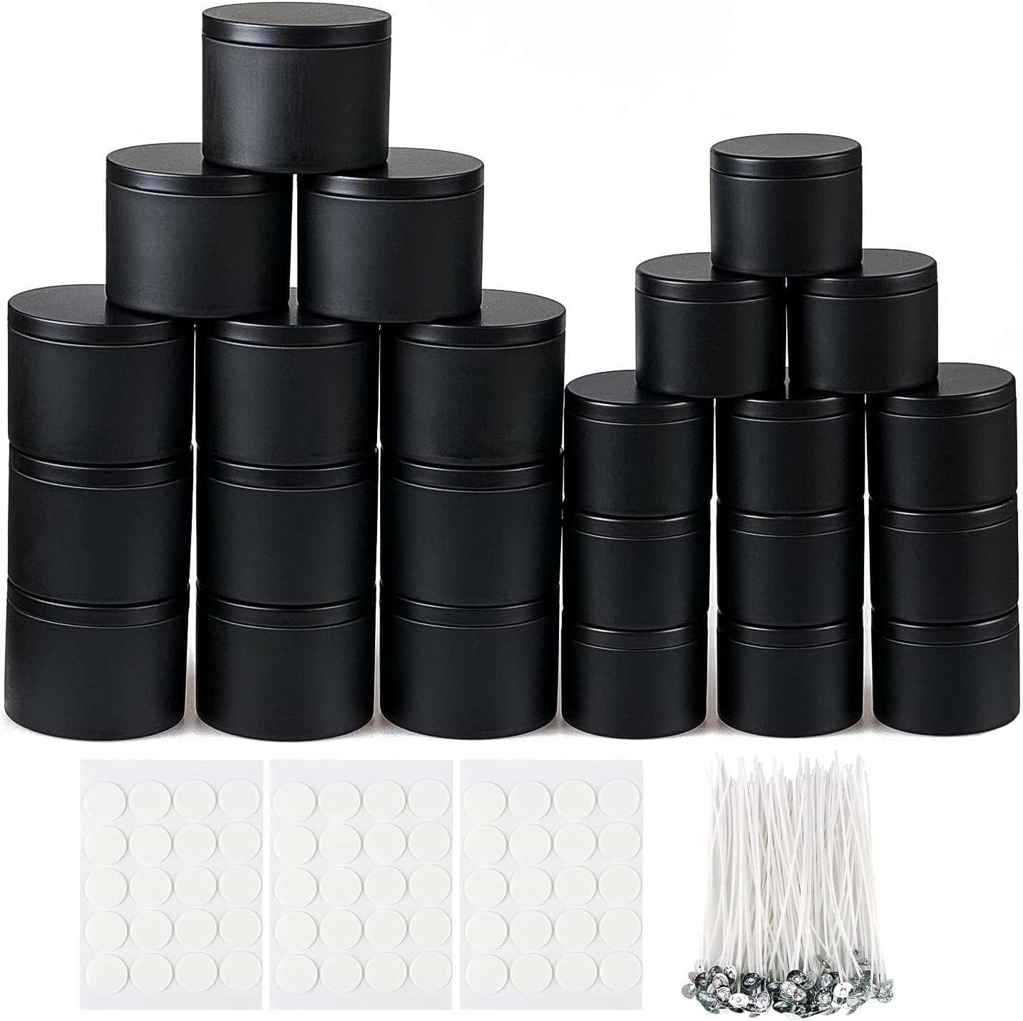 24PCS Black Candle Tins with Lids for Candle Making