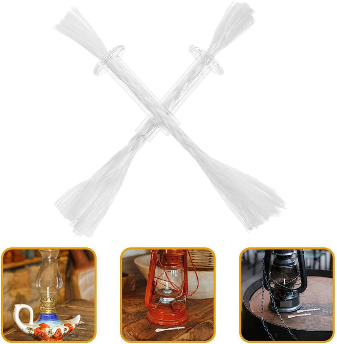 4pcs Fiberglass Oil Lamp Wicks with Tube Holder Replacement Parts