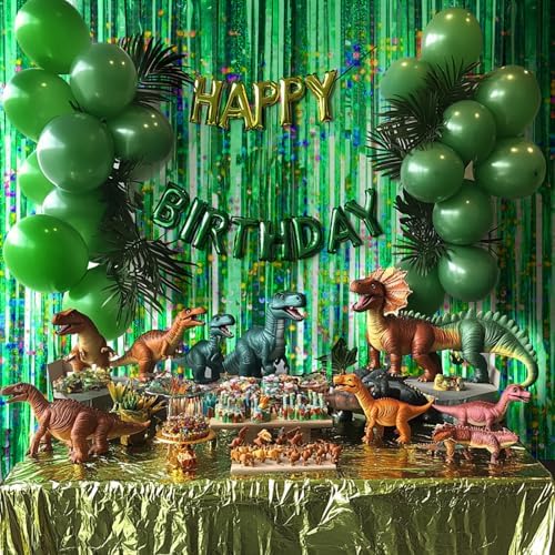 4 Pack Green Foil Fringe Curtain for Party Decorations