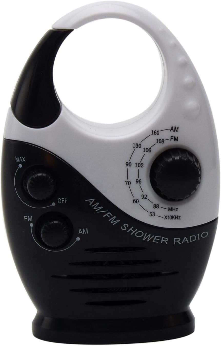 Shower Radio with AM FM Waterproof Portable Black