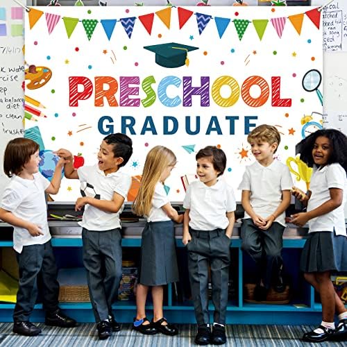 Preschool Graduation Backdrop with Ribbon for Kids Class of 2023 Ceremony