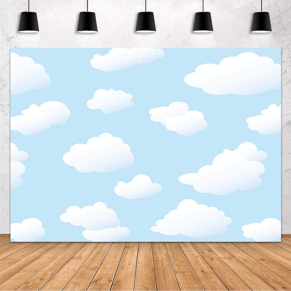 MEHOFOND Blue Sky Cloud Birthday Party Backdrop