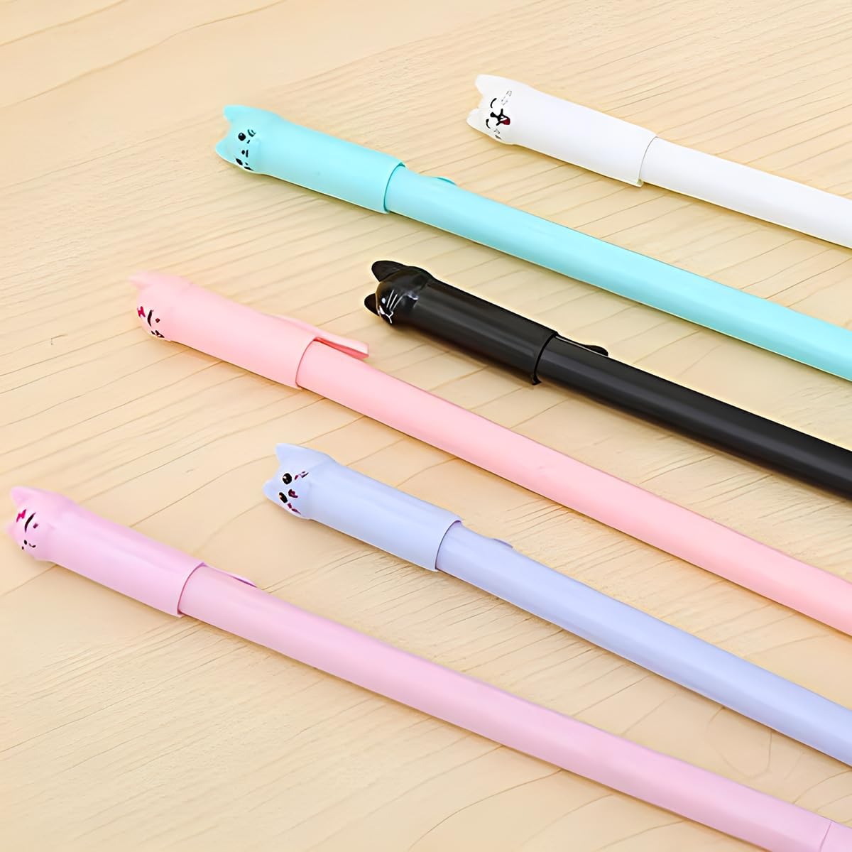 12Pcs Cute Cat Design Gel Ink Pens for Kids and Adults