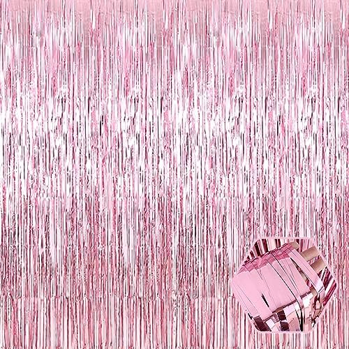 3 Pack Pink Foil Fringe Curtain Backdrop