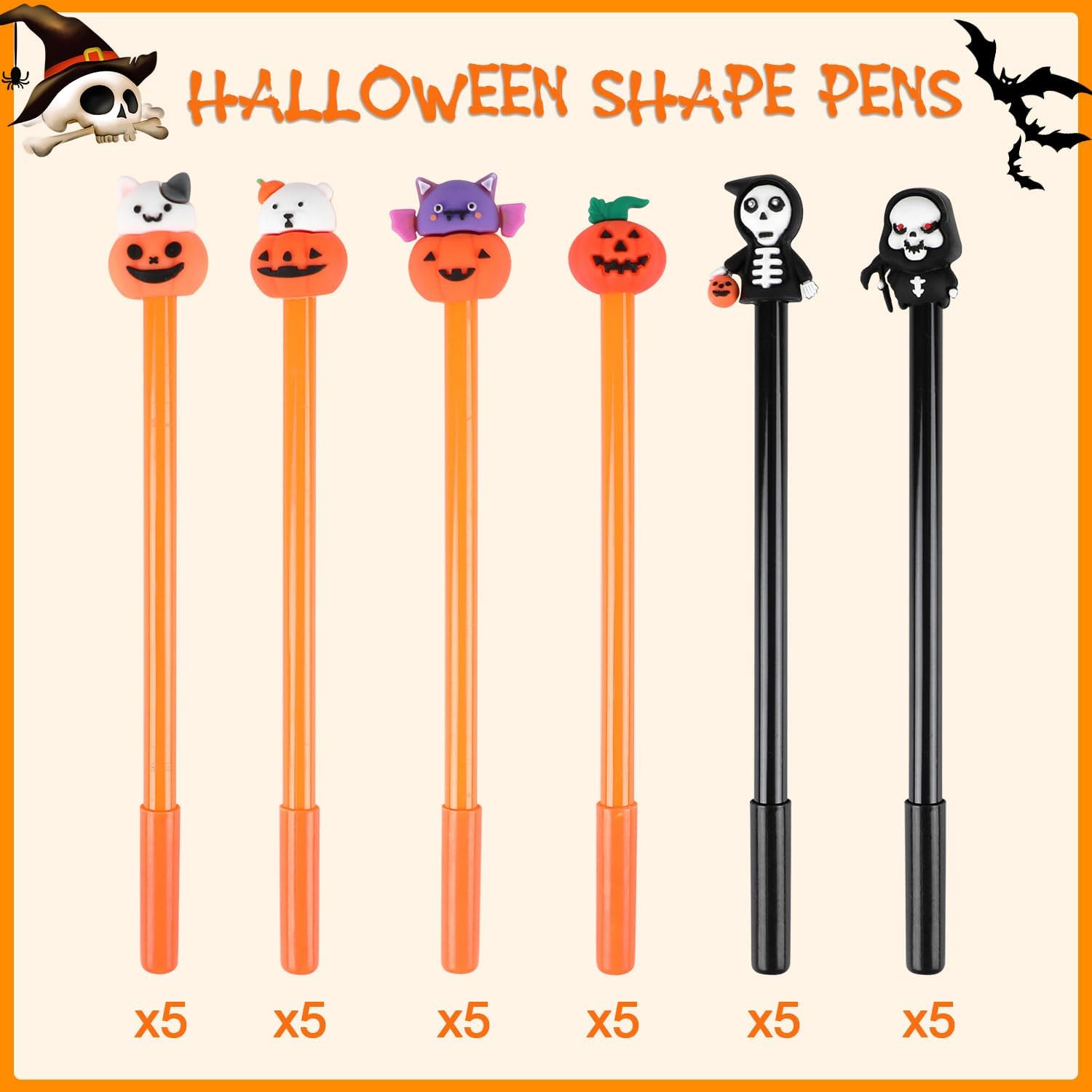 LOMIMOS 30 Pcs Halloween Gel Ink Pens