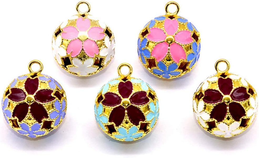 EXCEART Japanese Cherry Blossom Decorative Bells for Jewelry Making
