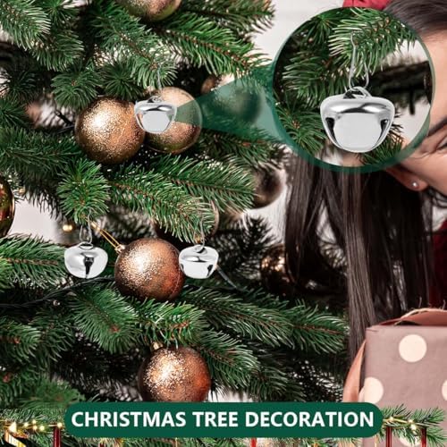 100 Pcs Jingle Bells Bulk Silver 1 Inch