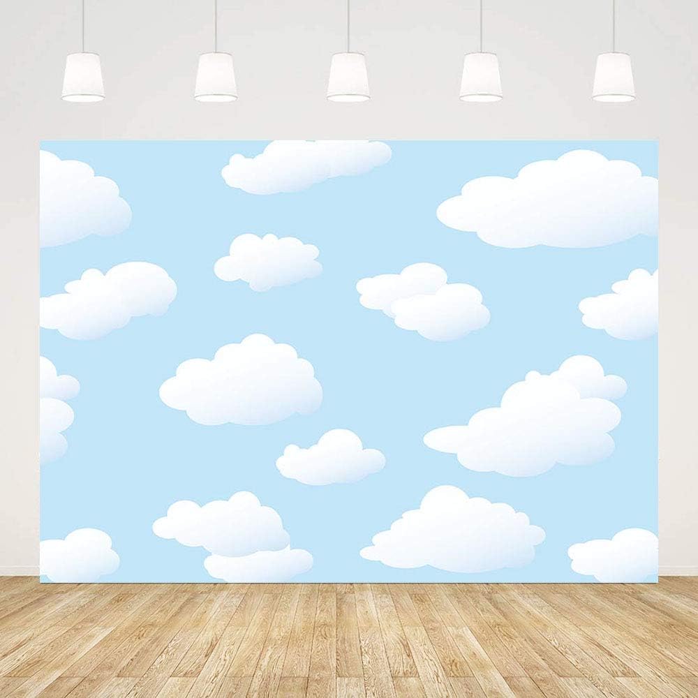 MEHOFOND Blue Sky Cloud Birthday Party Backdrop