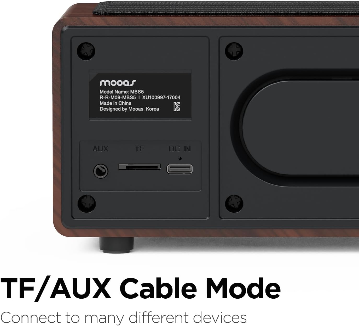mooas Retro Bluetooth Radio Speaker with Clock and Wireless Charger