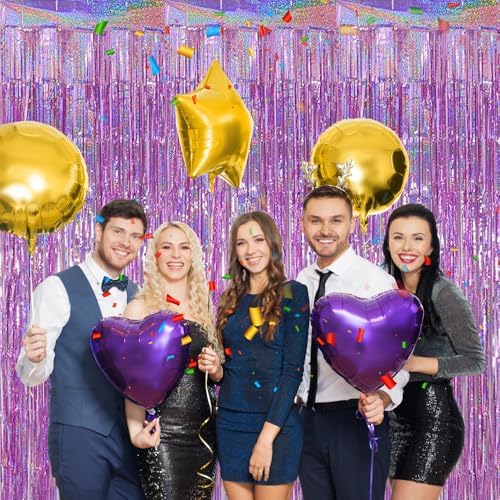 3 Pack Tinsel Foil Curtain Backdrop for Parties