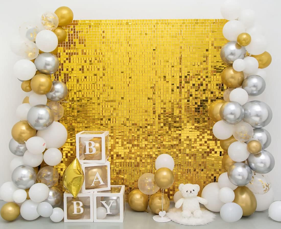 Kate Square Gold Shimmer Wall Sequin Panel Backdrop Pack of 12