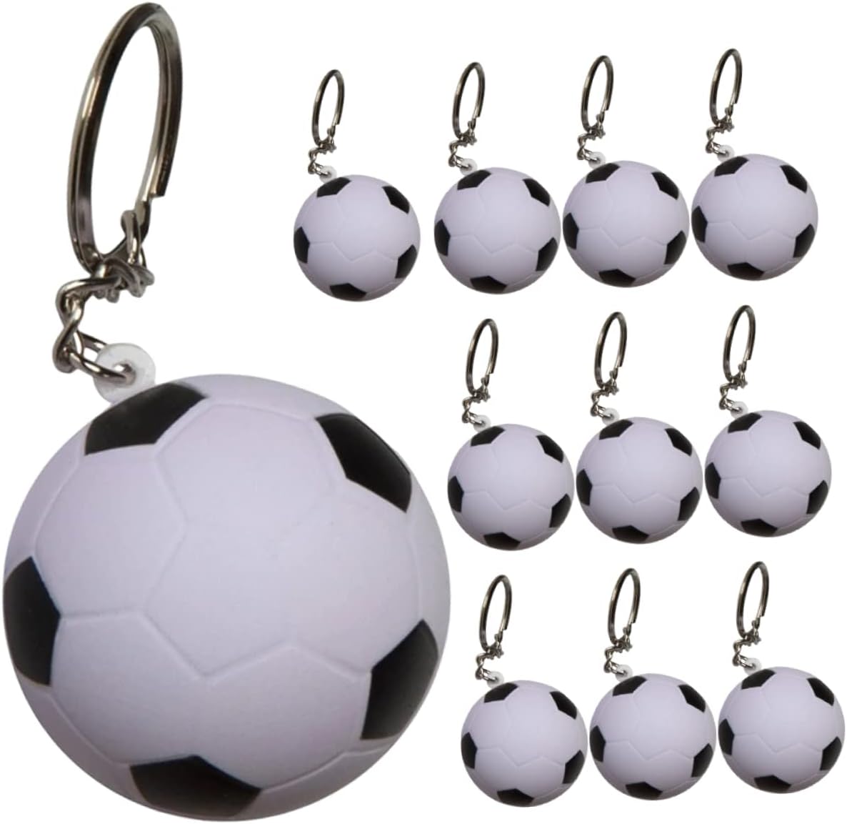 20pcs Soccer Design Retractable Pens Keychain Set