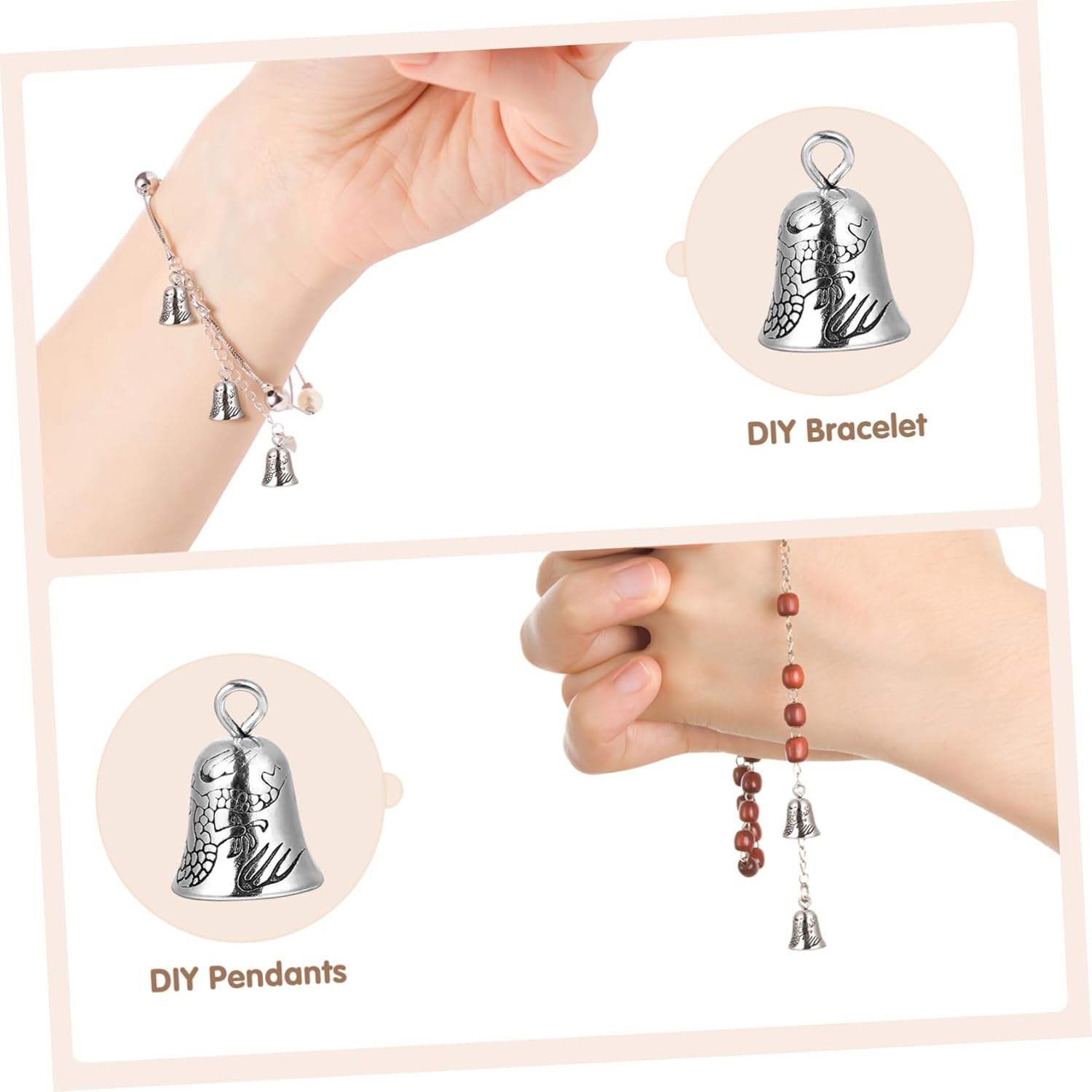 NUOBESTY 20pcs Silver Bells Charms Mini Jingle Bells for Jewelry Crafts
