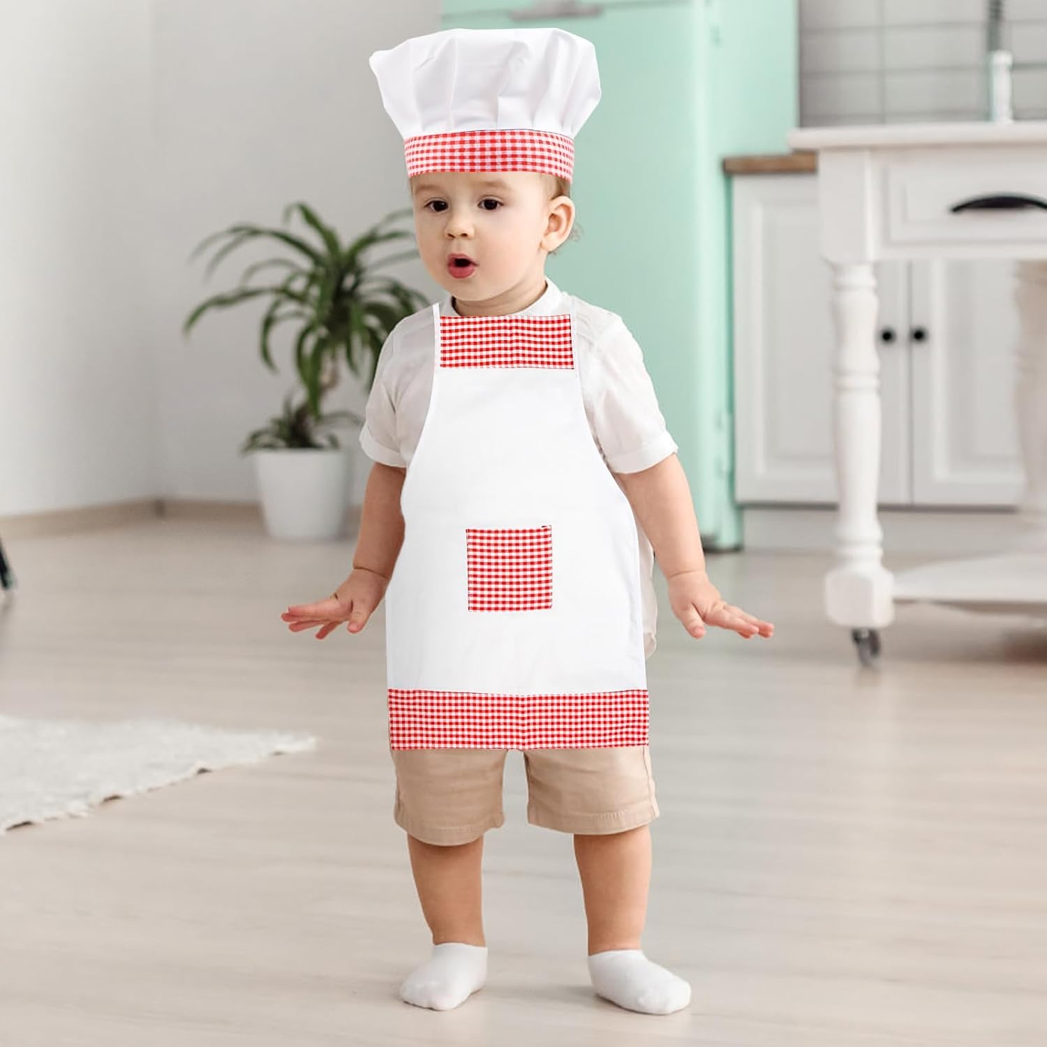 2PCS Baby Chef Costume with Apron and Hat for 6-24 Months
