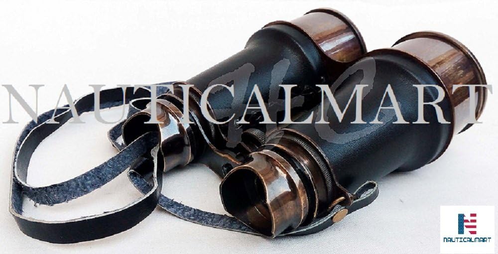 NauticalMart Marine Brass Binocular with Leather Strap