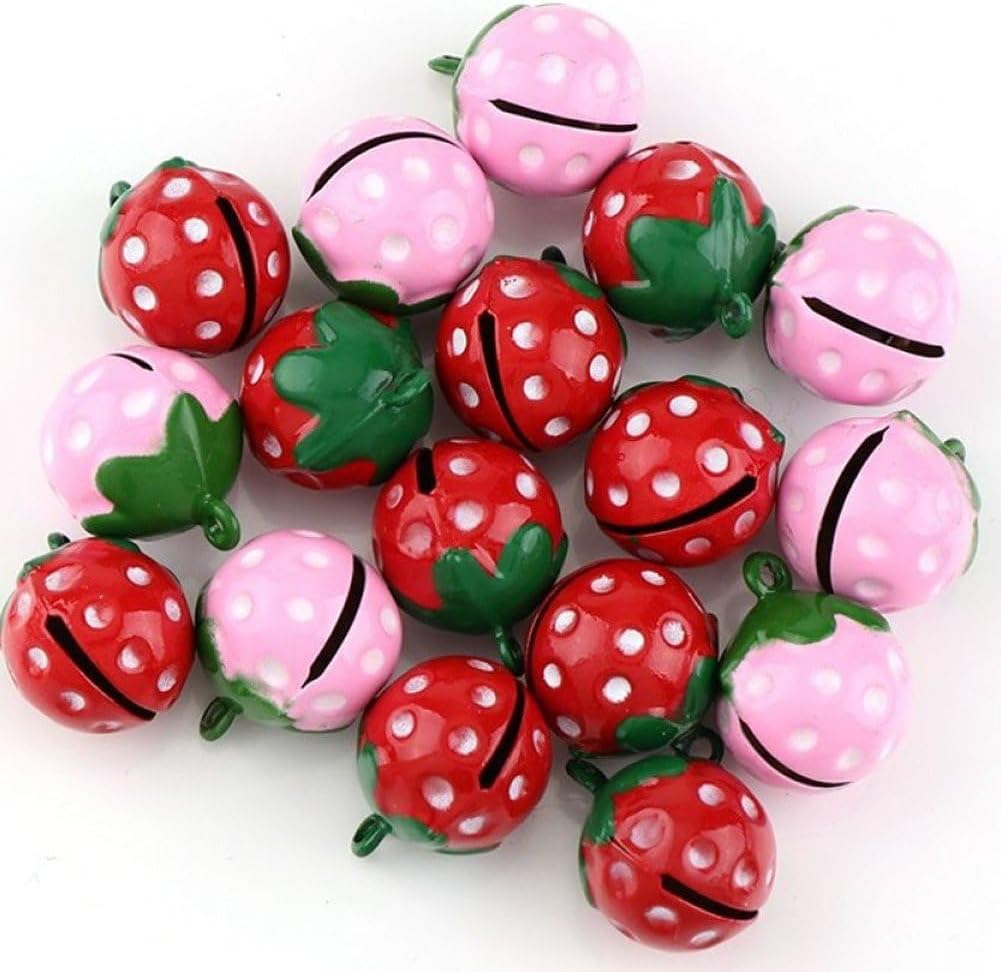 10pcs Strawberry Shape Bells for Jewelry and Decor