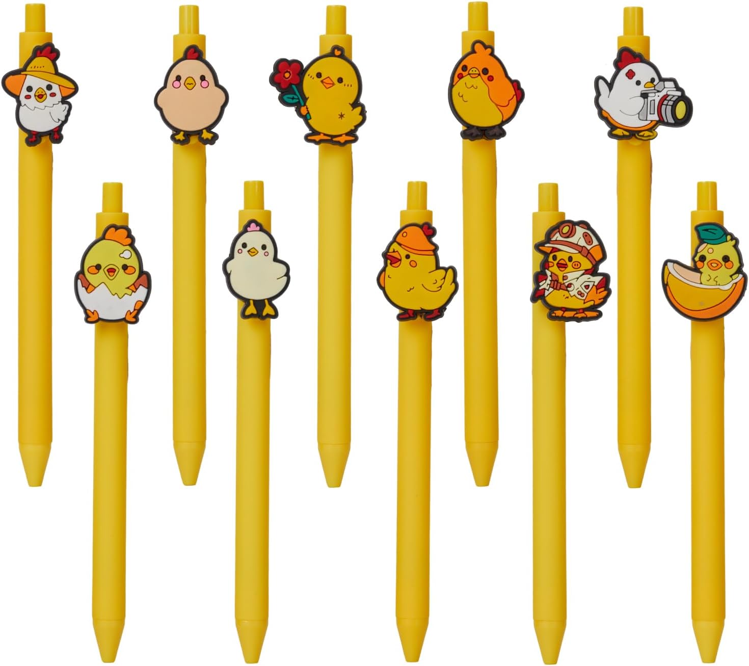 10 Pcs Cute Chicken Theme Ballpoint Pens for Kids and Office Use