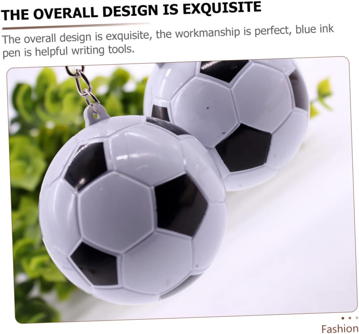 20pcs Soccer Design Retractable Pens Keychain Set
