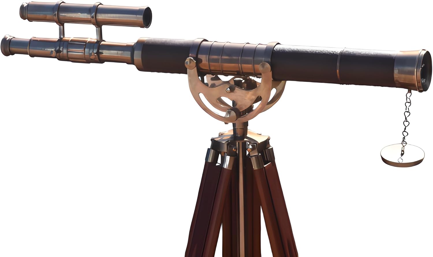 Antique Brass Telescope with Wooden Tripod Stand