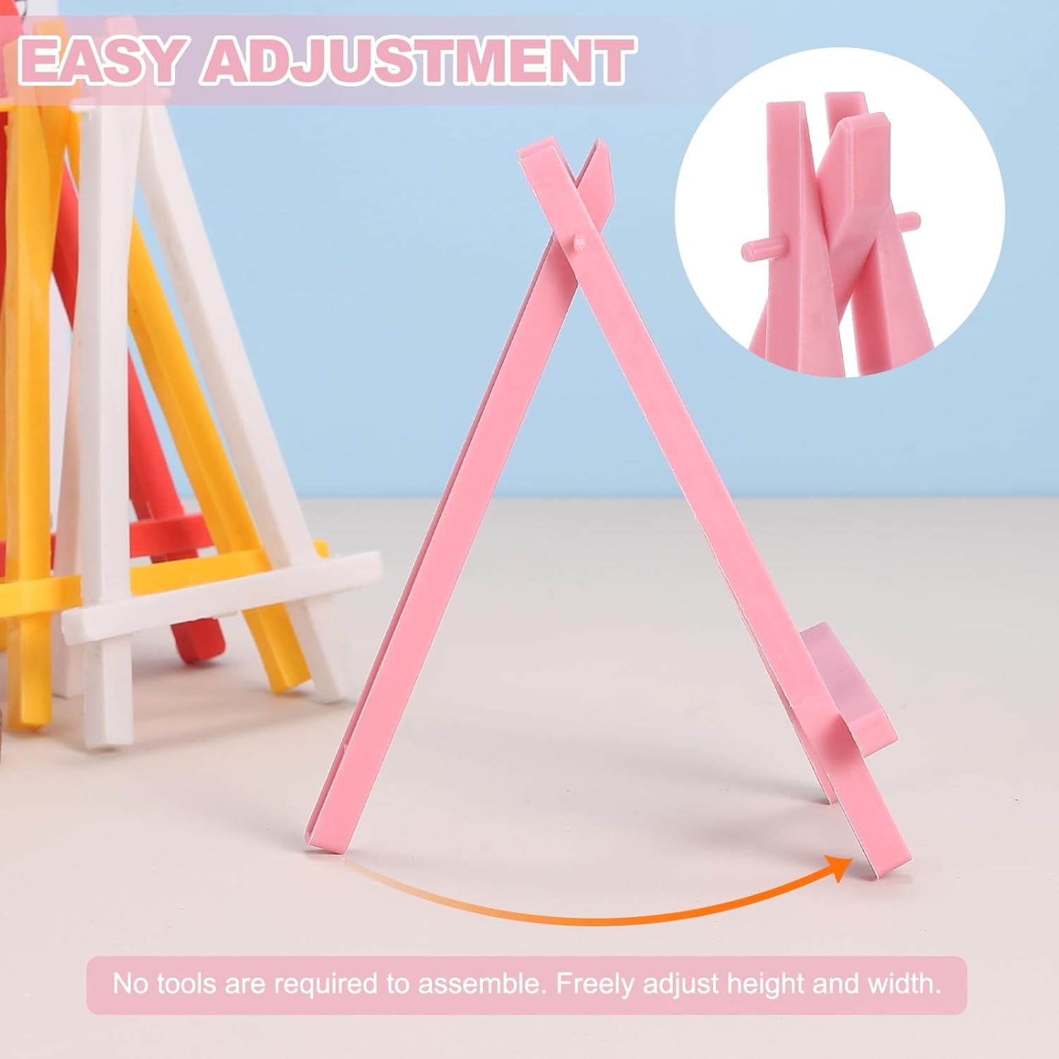 MECCANIXITY Mini Plastic Display Easels Pack of 6 Pink
