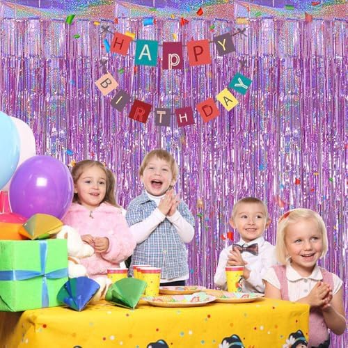 3 Pack Tinsel Foil Curtain Backdrop for Parties