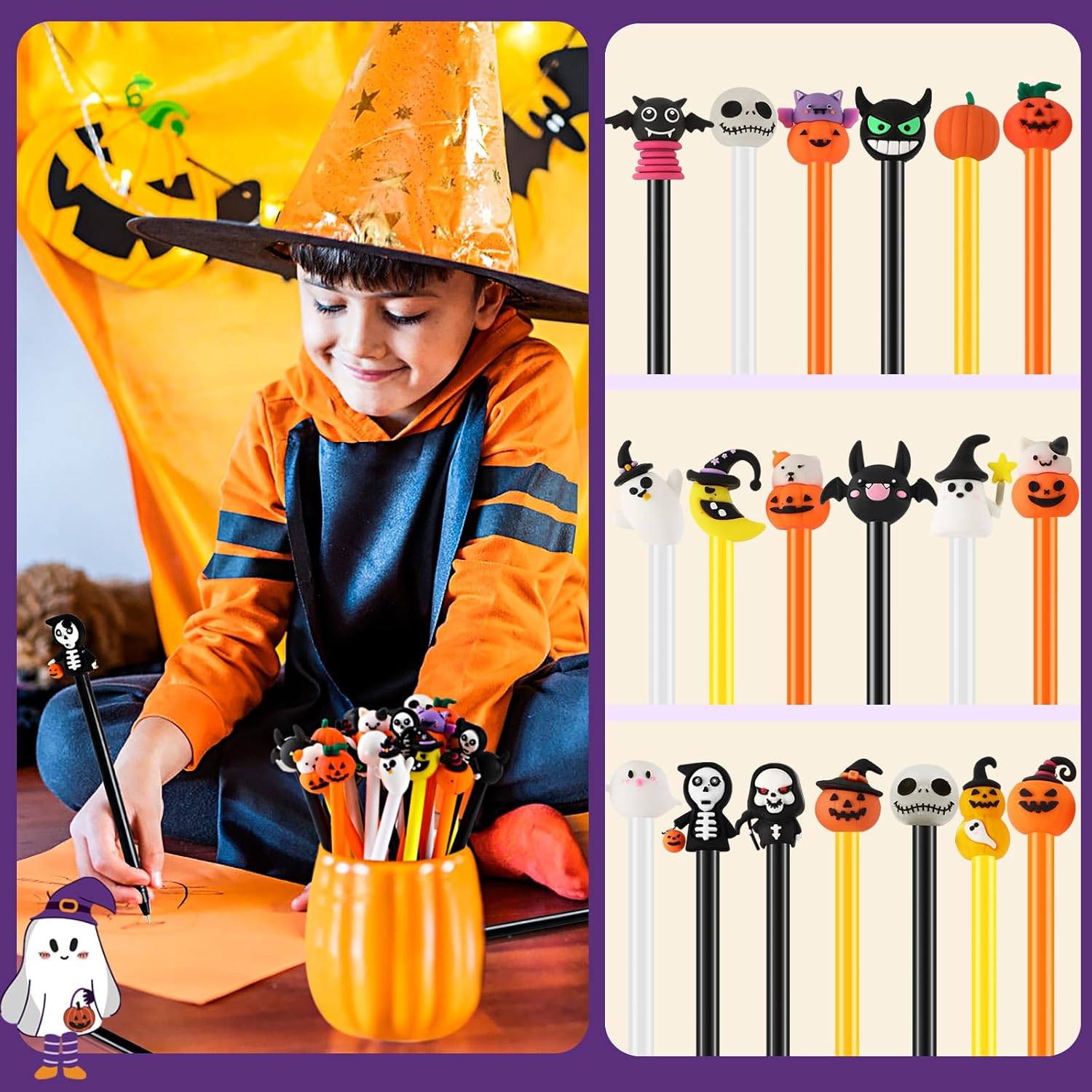 SANNIX 20pc Halloween Cartoon Gel Pens for Kids Party Favors