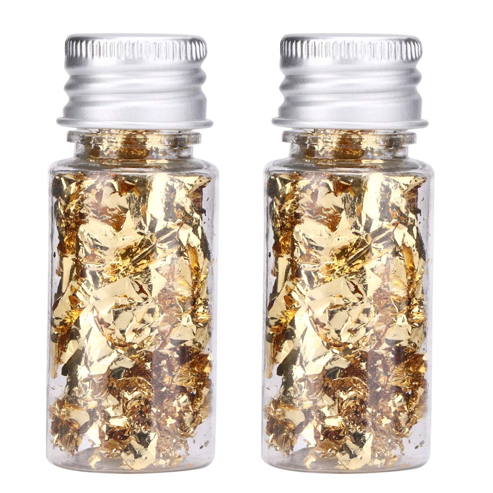 Lwuey Gold Leaf Cake Decor 2PCS Sparkling Flakes