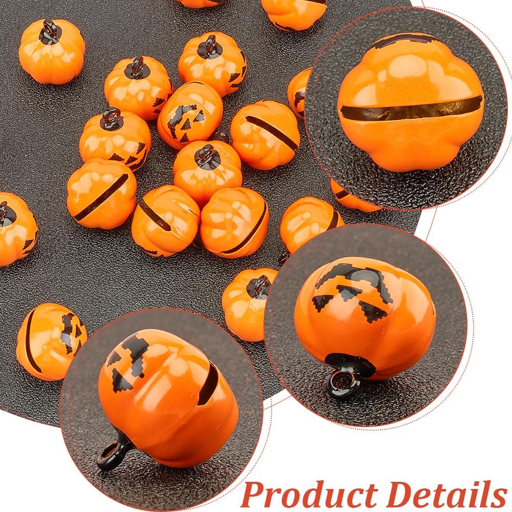 GORGECRAFT 20Pcs Mini Pumpkin Jingle Bell Beads
