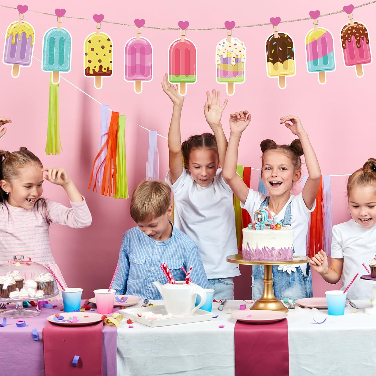 Dianelhall 45 Pcs Ice Pop Birthday Decorations