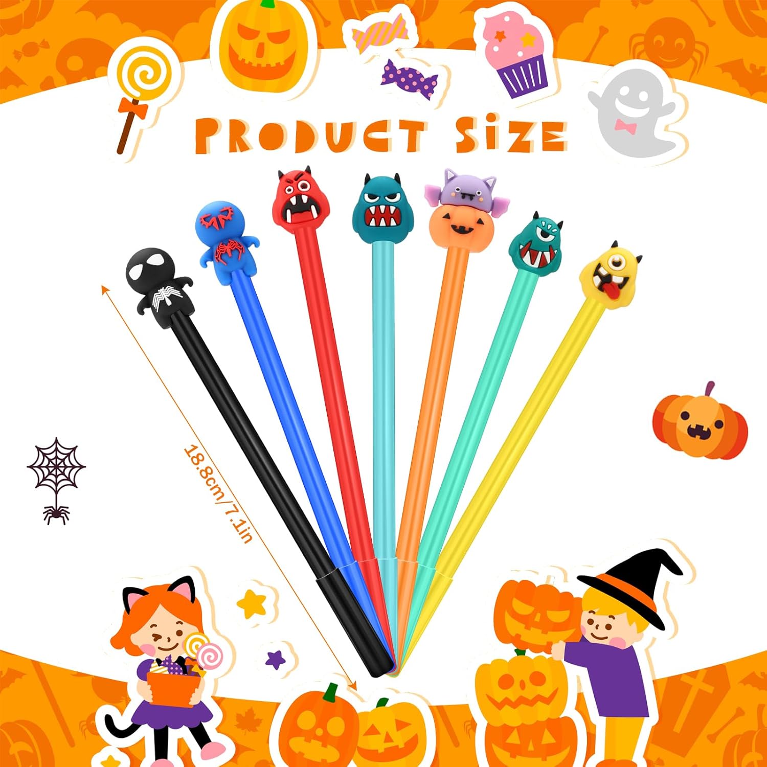 Yeaqee Halloween Gel Rollerball Pens 120 Pack 05mm Cute Cartoon Design
