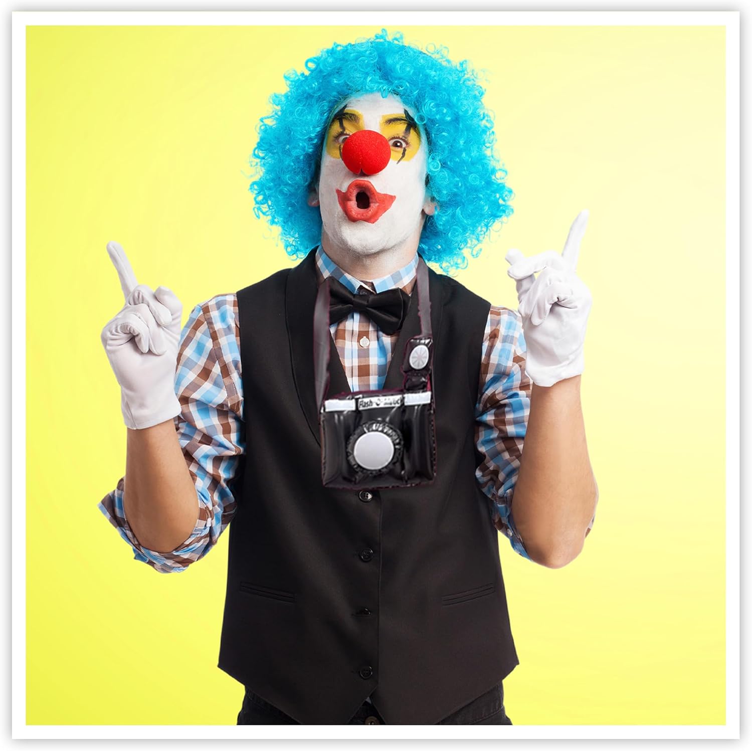 Inflatable Clown Camera Prop Black Silver