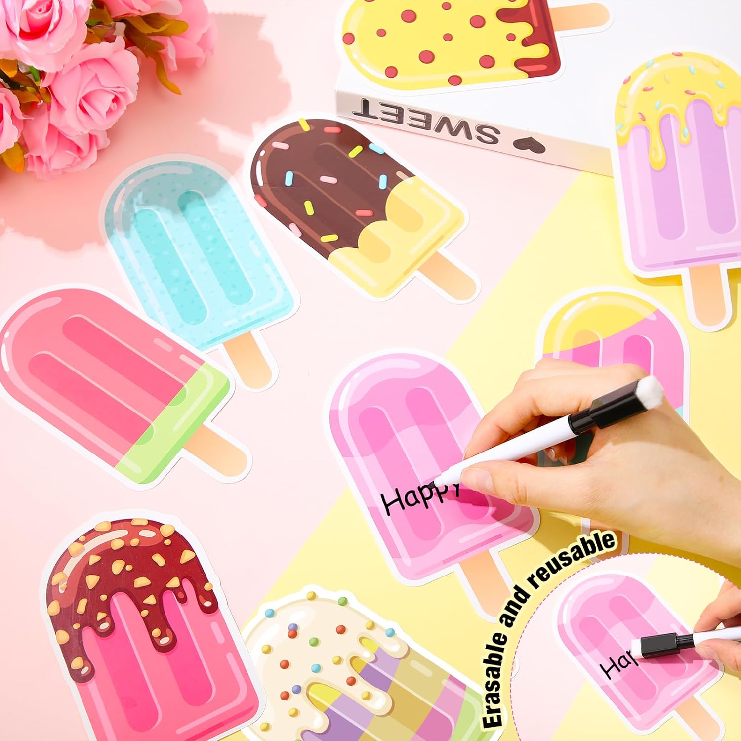 Dianelhall 45 Pcs Ice Pop Birthday Decorations
