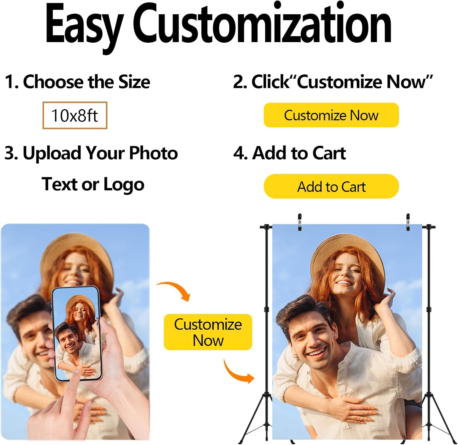 BELECO Custom 10x10ft Photo Background Banner