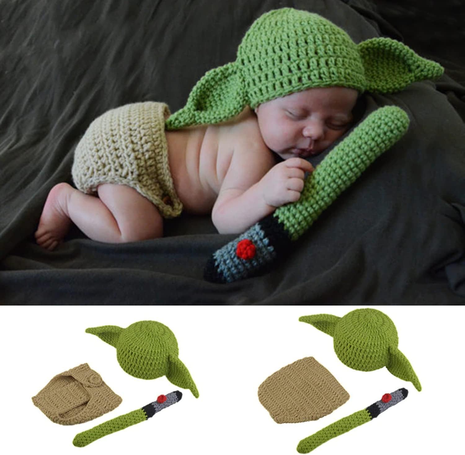 SPOKKI 3PCS Newborn Baby Hat Knit Posing Prop Set